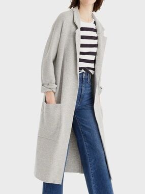 J crew Light Gray Open Front Long Coat